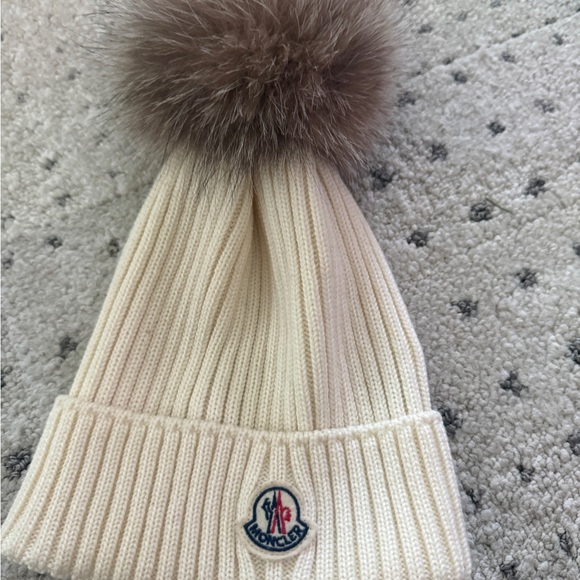Moncler Other - Moncler Cream Knit Hat with Brown Pom kids size large